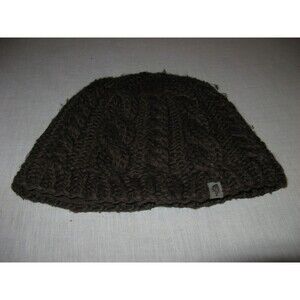 Womens Brown The North Face Cable Knit Street Style Winter Beanie Stocking Cap